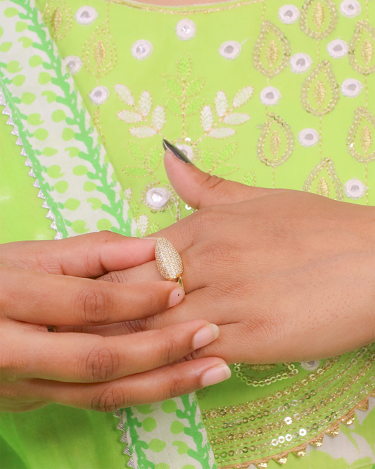 Dazzle Dome with White Stones Stainless Steel Ring