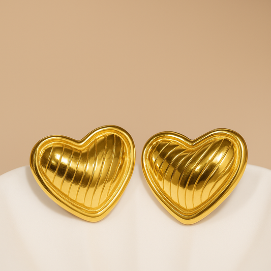 Golden Big heart Stud Earrning