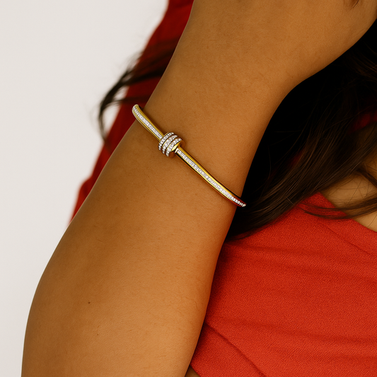 Golden Orbit Bangle Bracelet