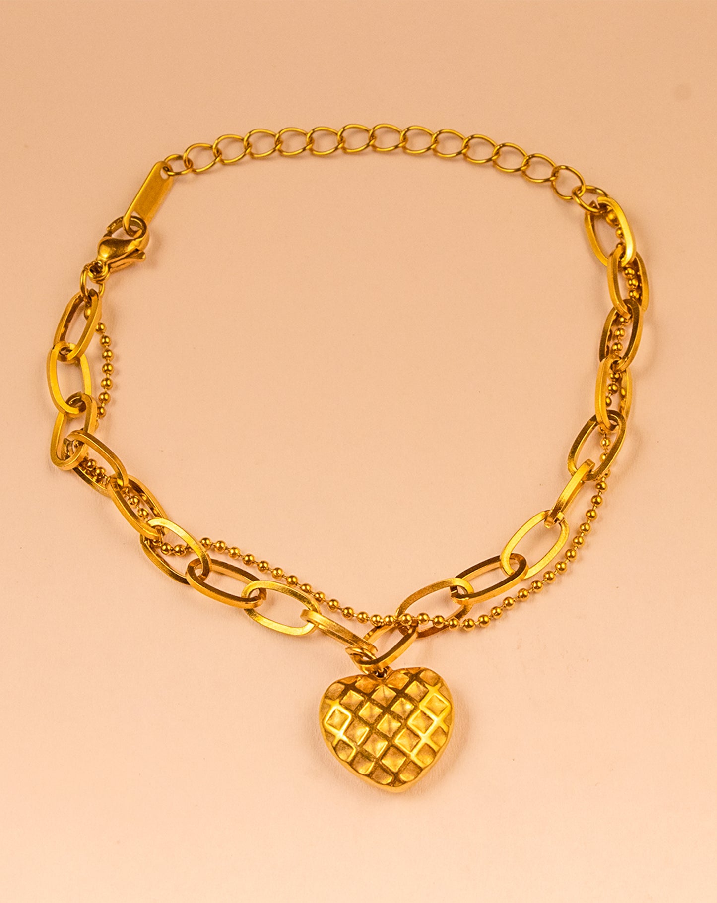 Golden Heart Charm Bracelet