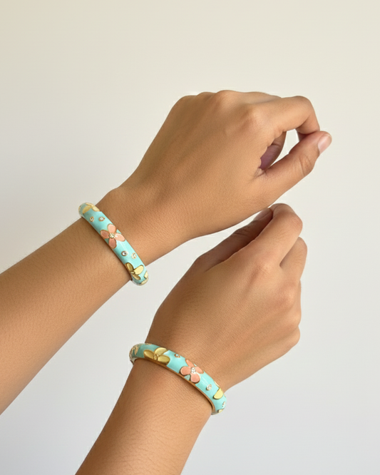 Pastel Pop with Pink Flower Bracelet Set of 2