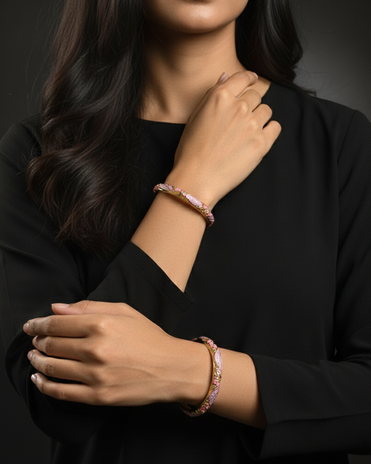 Purple and Pink Enamel Bracet Set of 2