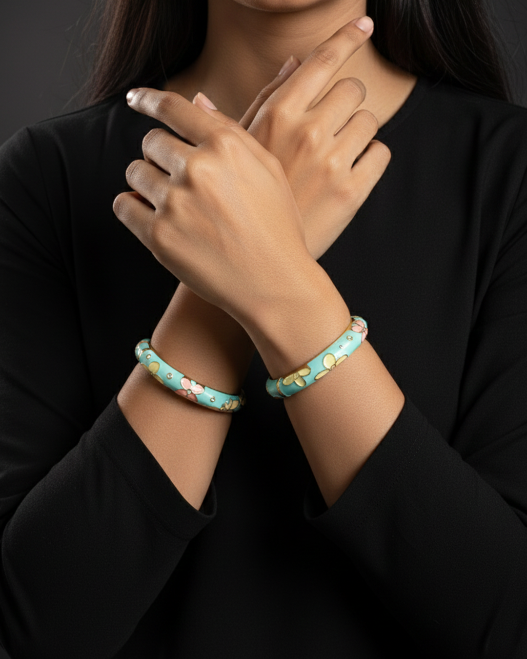 Pastel Pop with Pink Flower Bracelet Set of 2