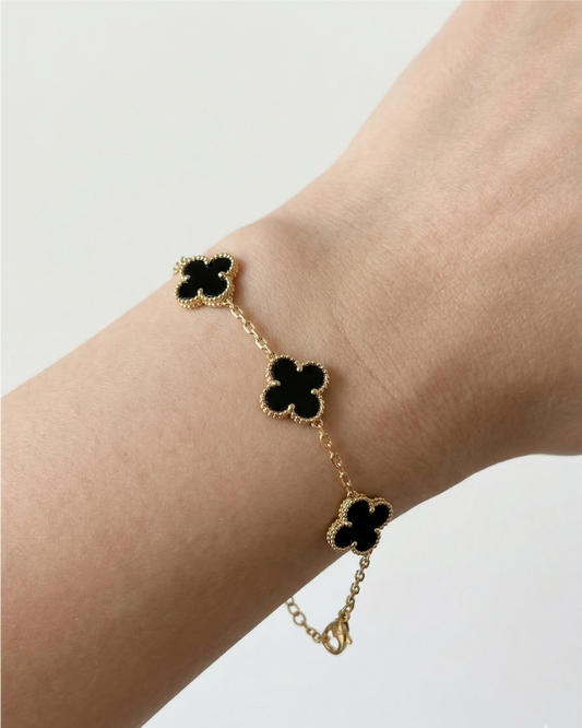 Black Stainless Steel Anti Tarnish Clover Bracelet