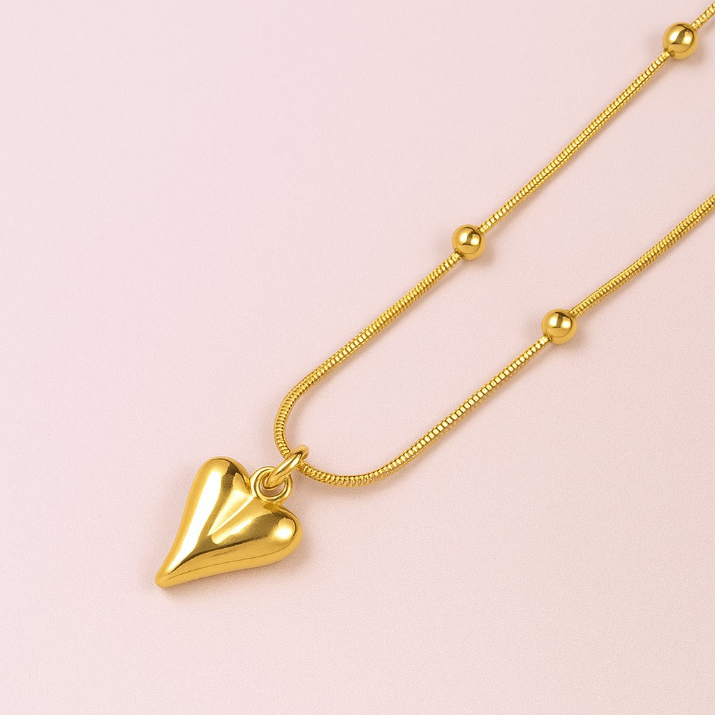 Heart Glow Chain And Earring Set