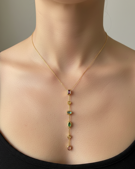Rainbow Drop Pendant with Sleek Neckchain