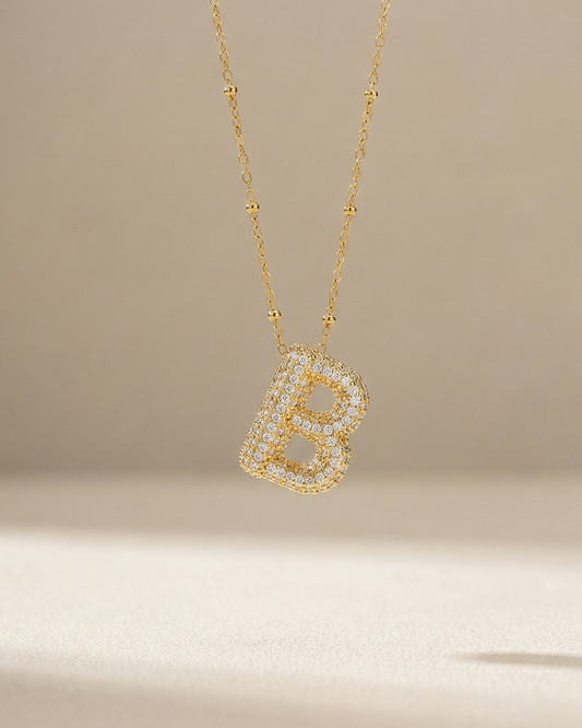 Golden B Initial Stainless Steel Necklace