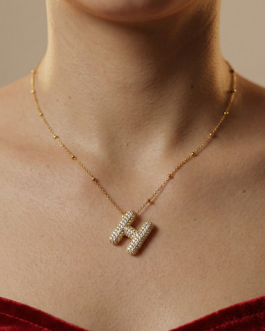 Golden H Initial Stainless Steel Necklace