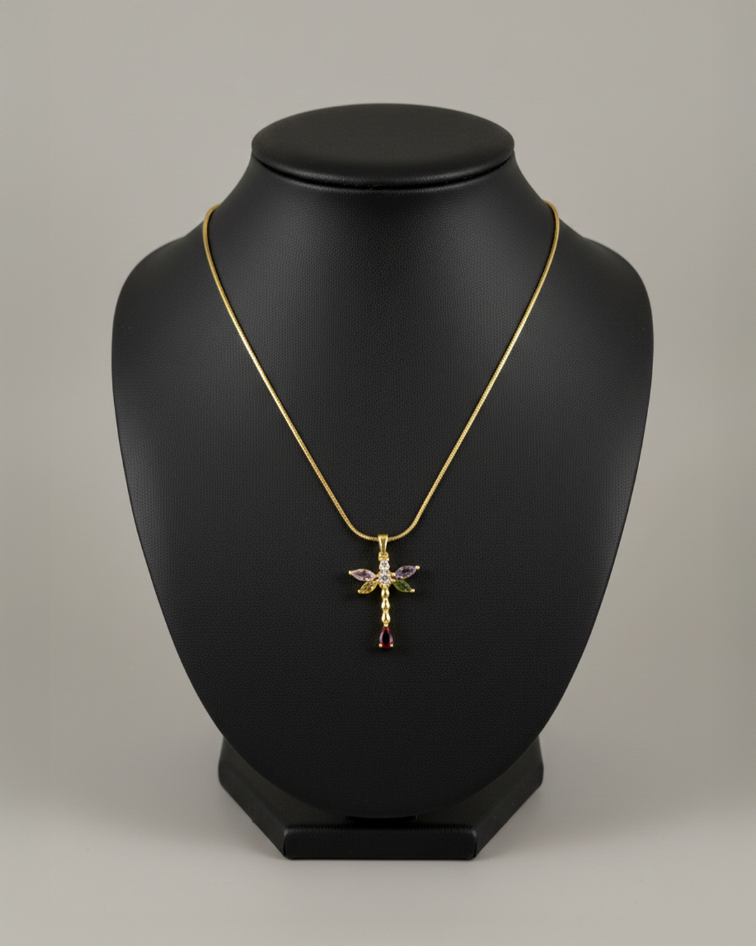 Multi Stone Butterfly Stainless Steel Neckchain