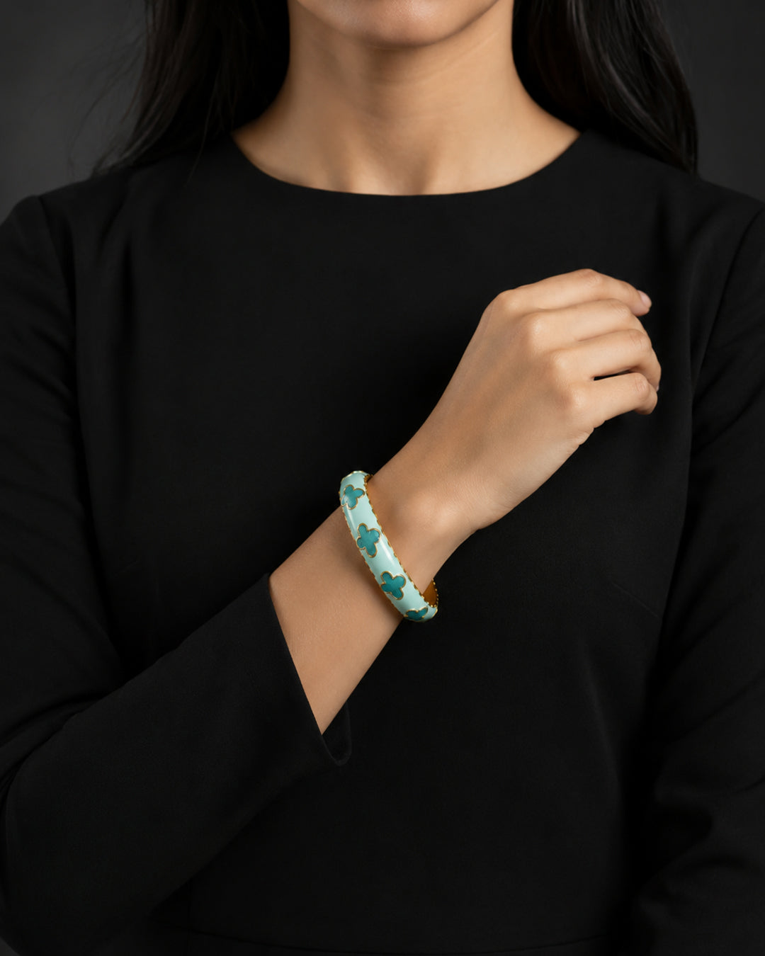 Blue Clover Enamel Bracelet