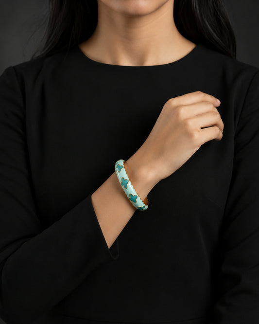 Blue Clover Enamel Bracelet