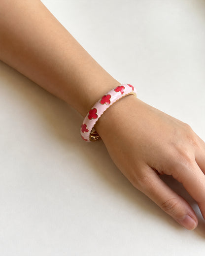 Pink Clover Enamel Bracelet