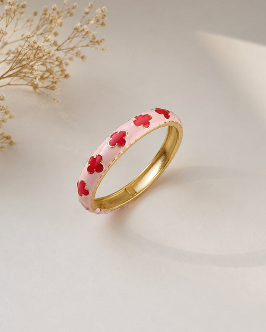 Pink Clover Enamel Bracelet