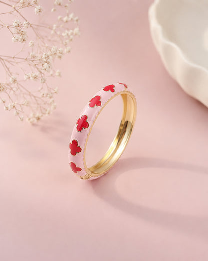 Pink Clover Enamel Bracelet