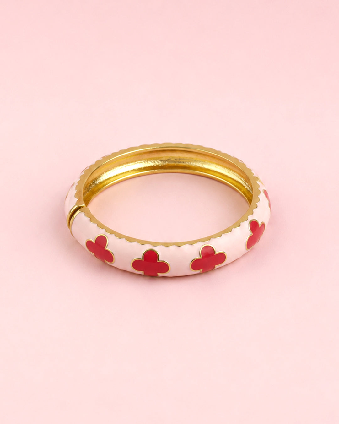 Pink Clover Enamel Bracelet