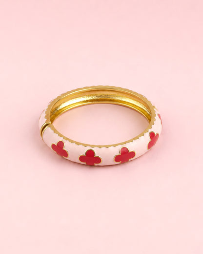 Pink Clover Enamel Bracelet