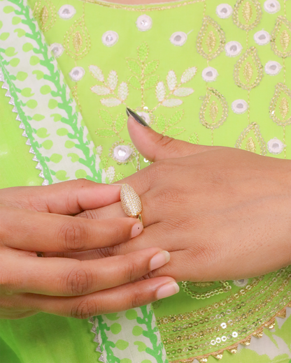 Dazzle Dome with White Stones Stainless Steel Ring