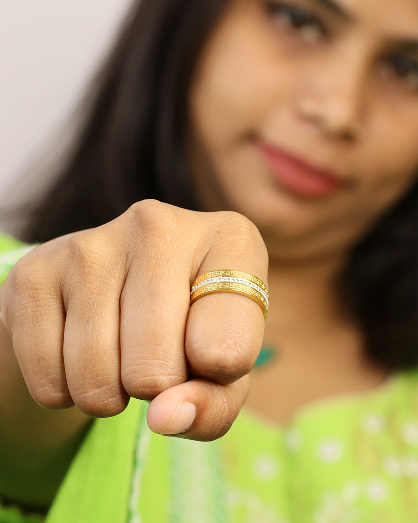 Radiant Row Stainless Steel Ring