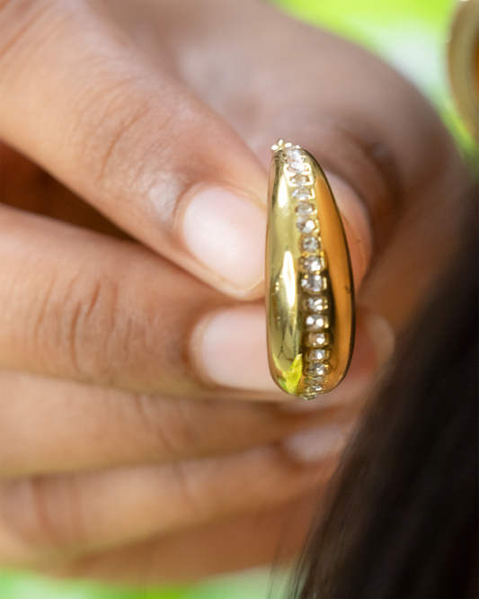 Diamond Line Stainless Steel Hoop Earrings