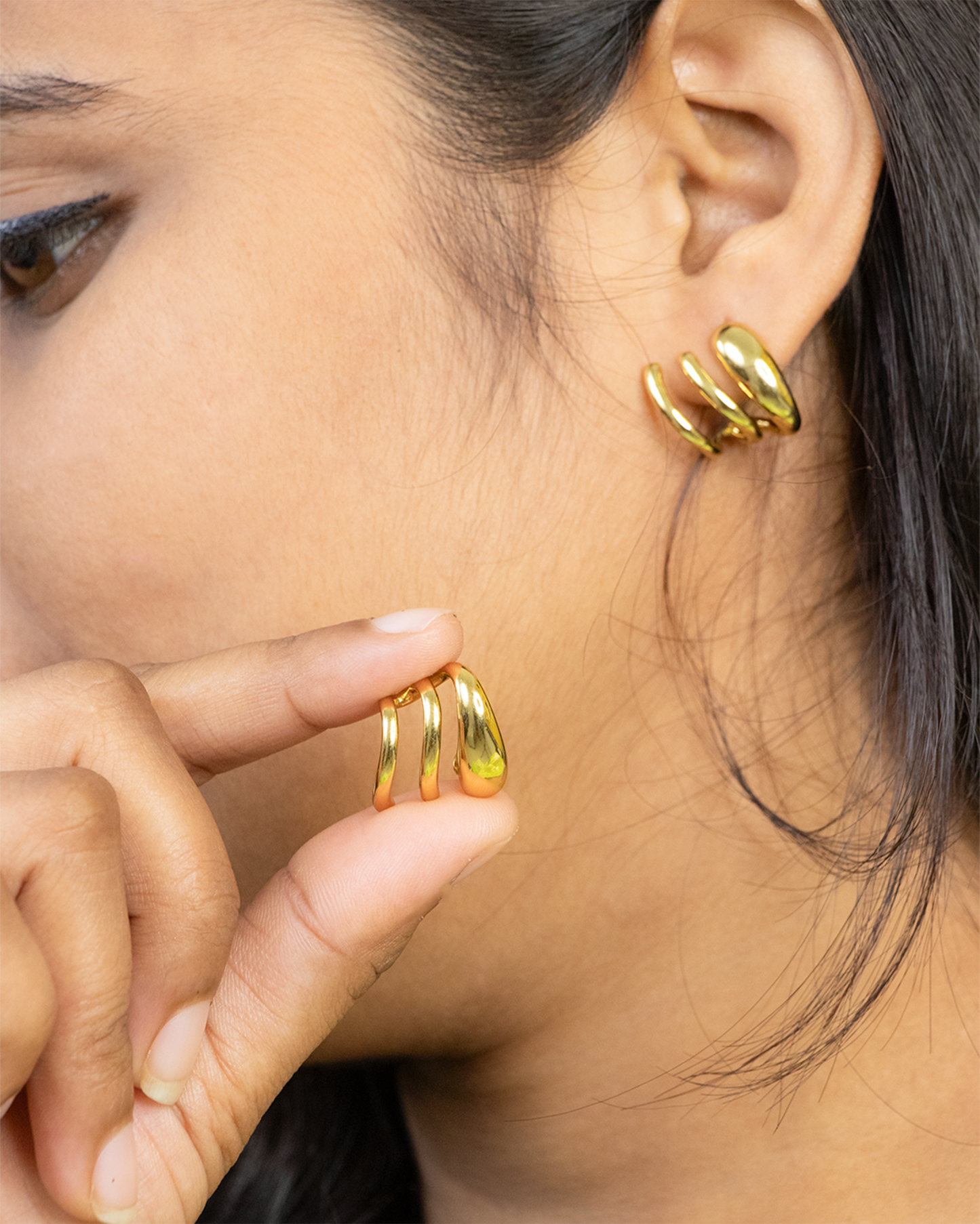 Tri Spark Stainless Steel Stud Earrings