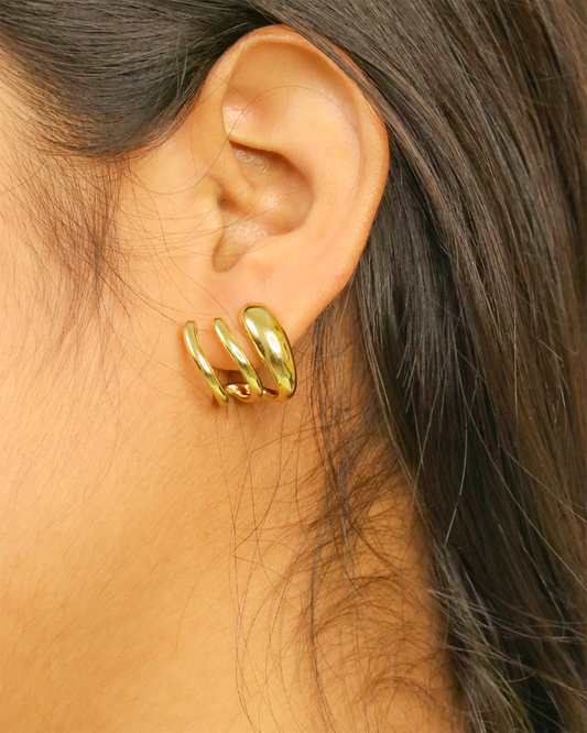 Tri Spark Stainless Steel Stud Earrings