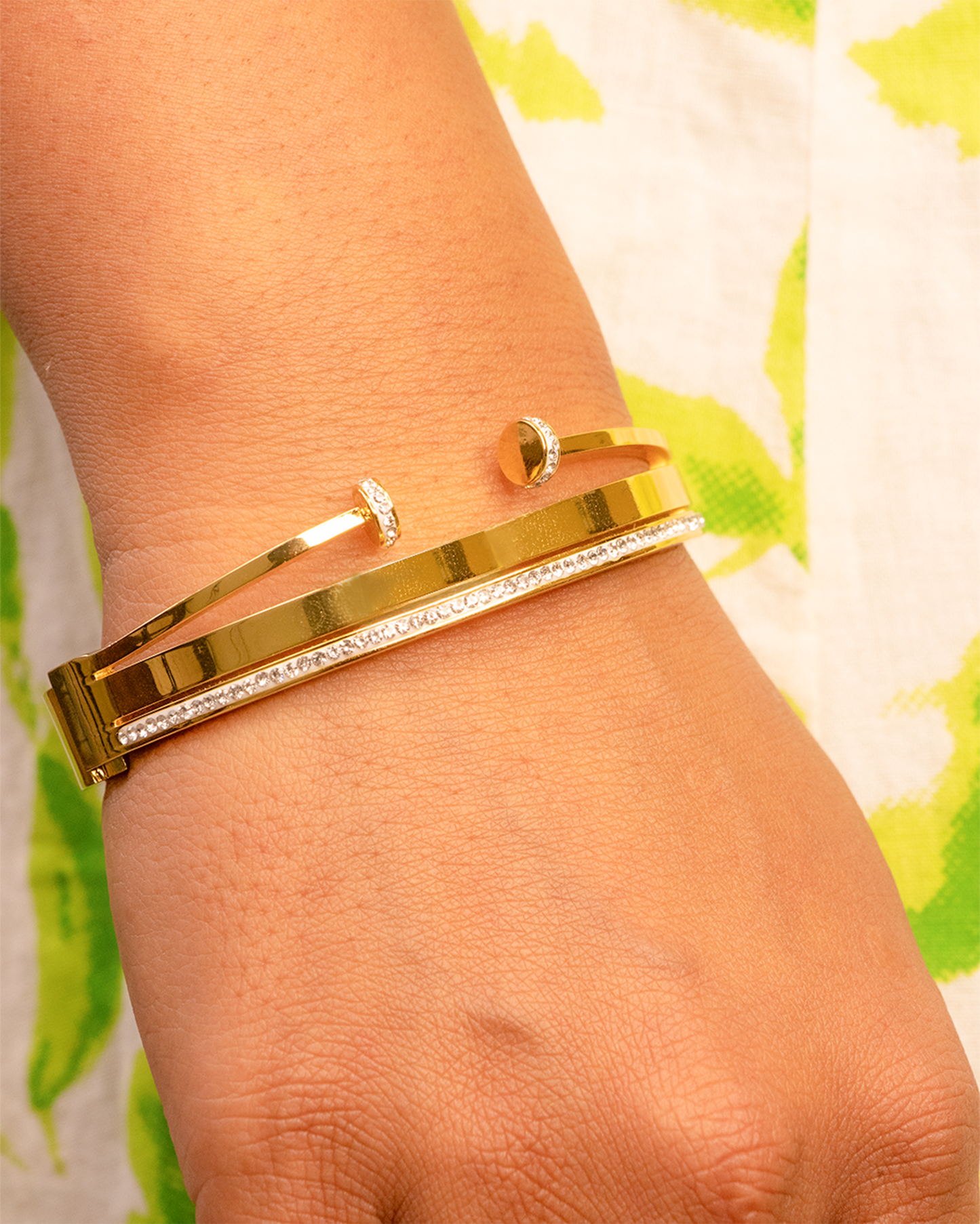 Twin Spark Stainless Steel Nail Bangle Bracelet