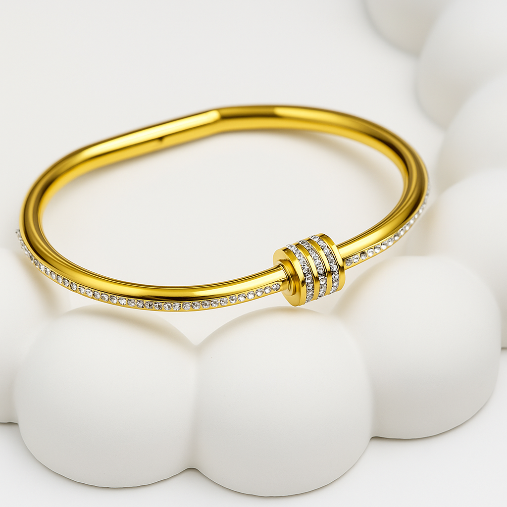 Golden Orbit Bangle Bracelet