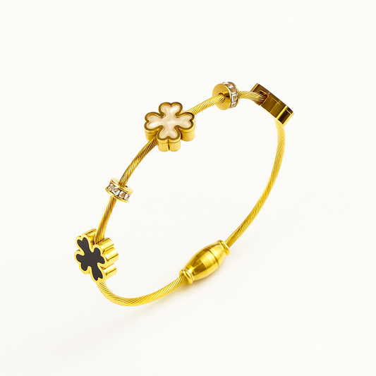 The Black & White Bloom Bangle Bracelet