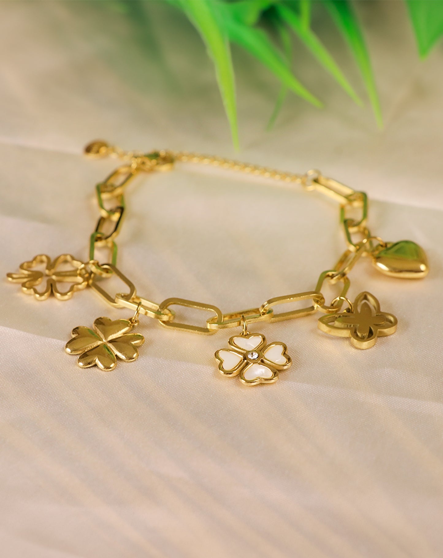 Hearts In Petals Charm Bracelet