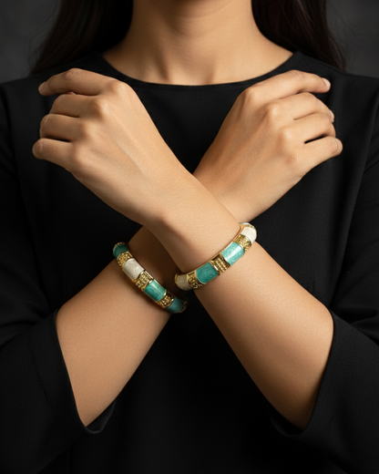 Marble Glow Enamel  Bracelet Set of 2