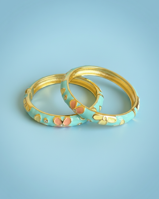 Pastel Pop with Pink Flower Bracelet Set of 2
