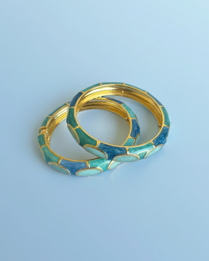Aqua Royal Enamel Bracelet Set of 2