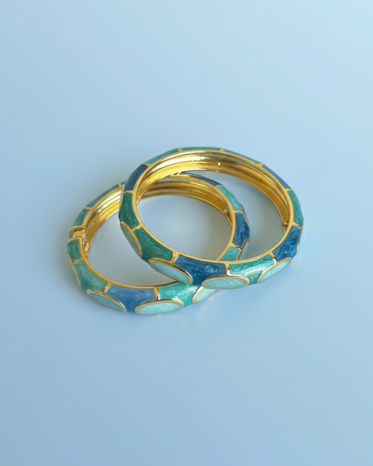 Aqua Royal Enamel Bracelet Set of 2