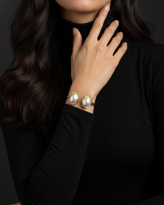 Pearl Luxe Cuff Stainless Steel Anti Tarnish Bracelet