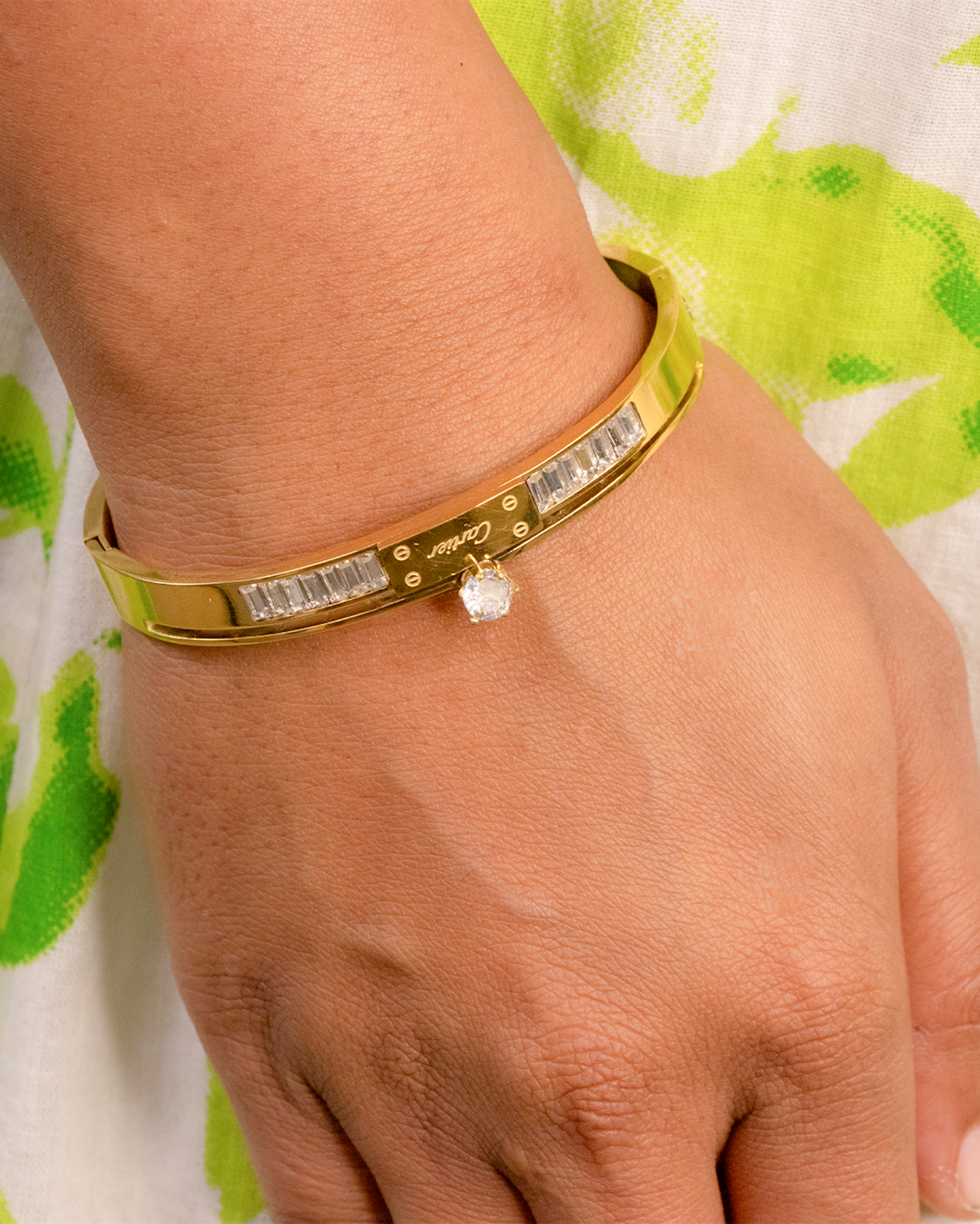 Diamond Crest Cartier Bangle Bracelet