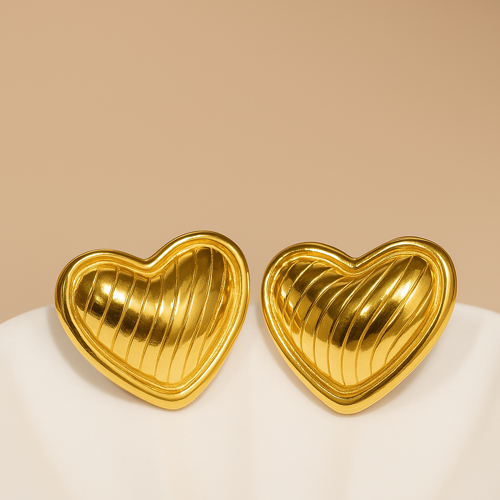 Golden Big heart Stud Earrning