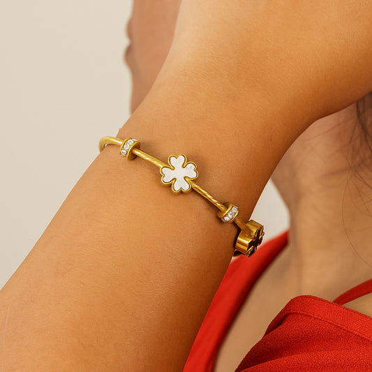 The Black & White Bloom Bangle Bracelet