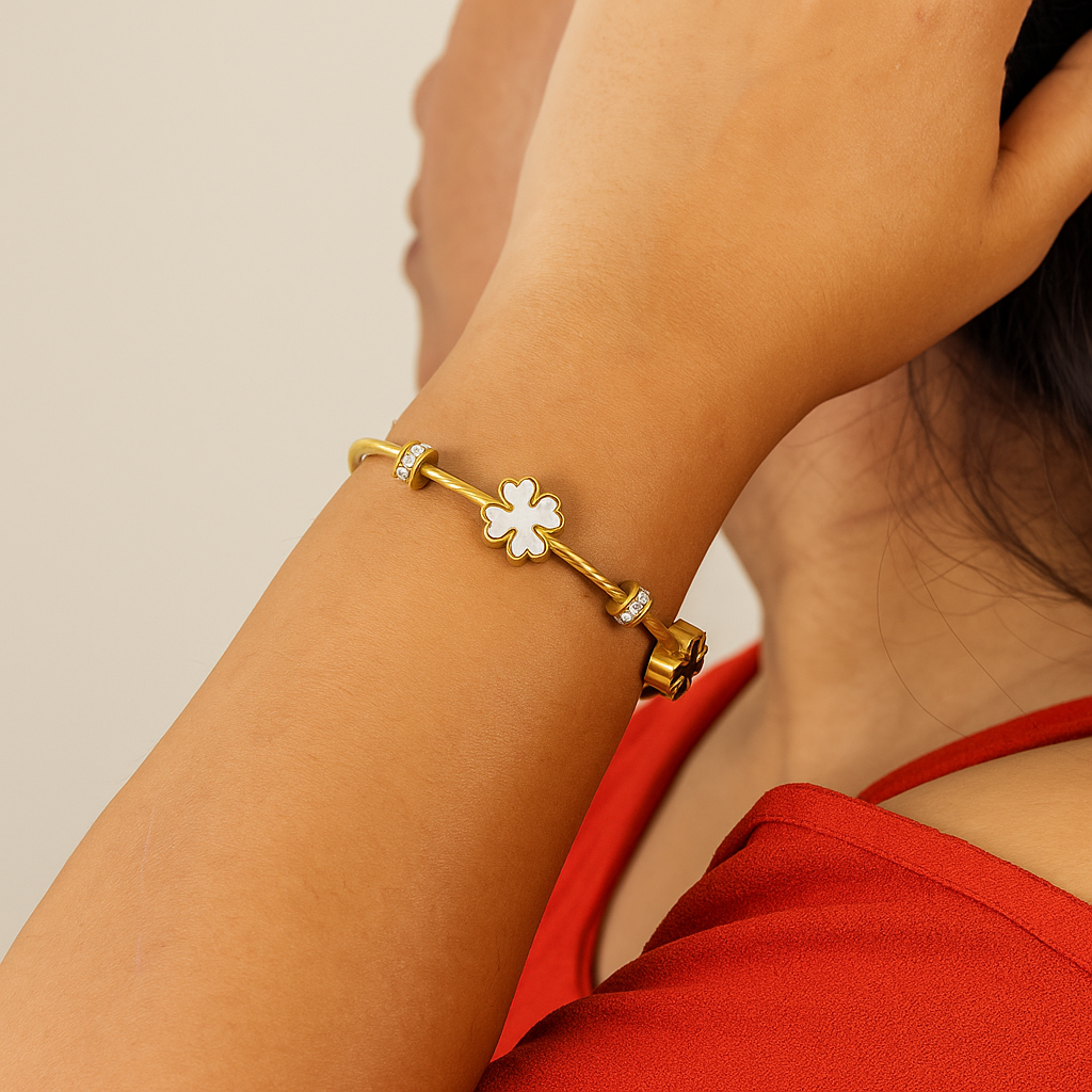 The Black & White Bloom Bangle Bracelet