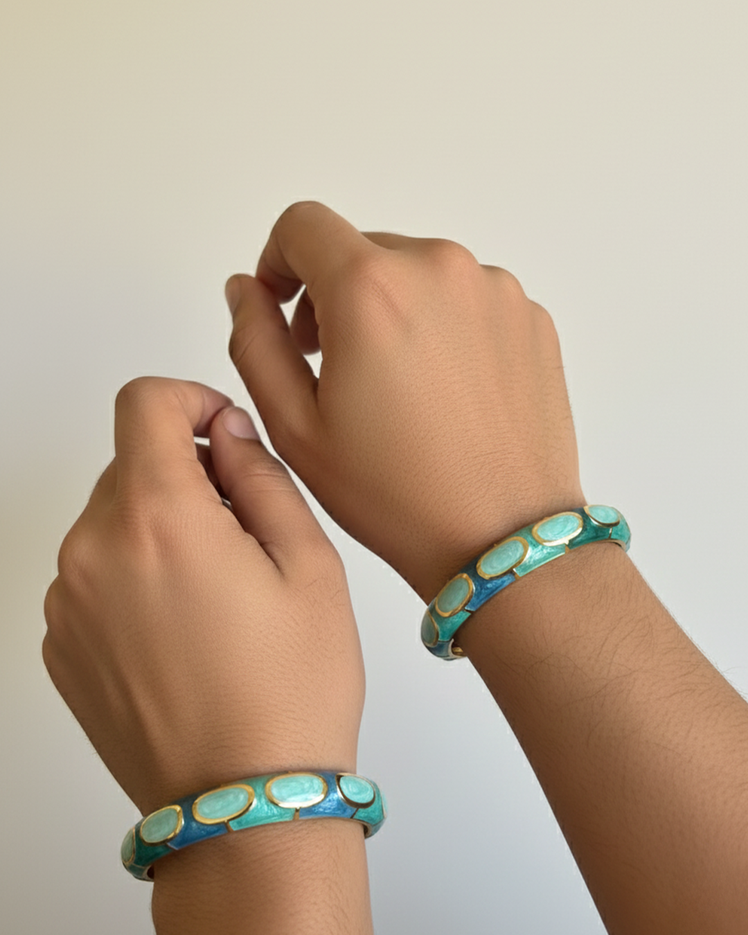 Aqua Royal Enamel Bracelet Set of 2