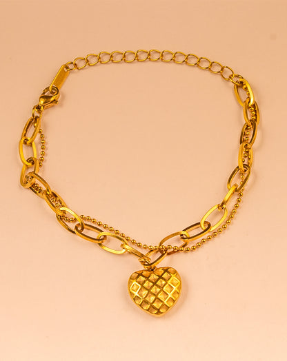 Golden Heart Charm Bracelet