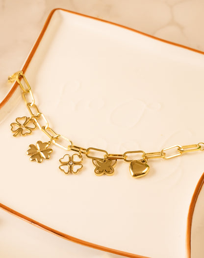Hearts In Petals Charm Bracelet
