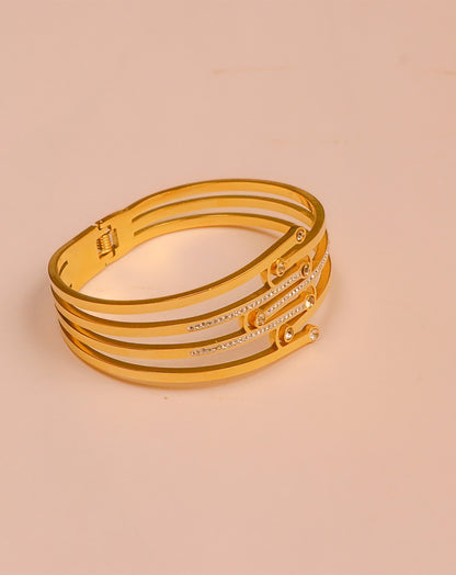 Brillora Stainless Steel Broad Bangle Bracelet