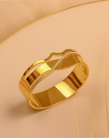 Shynox Stainless Steel Broad Bangle Bracelet