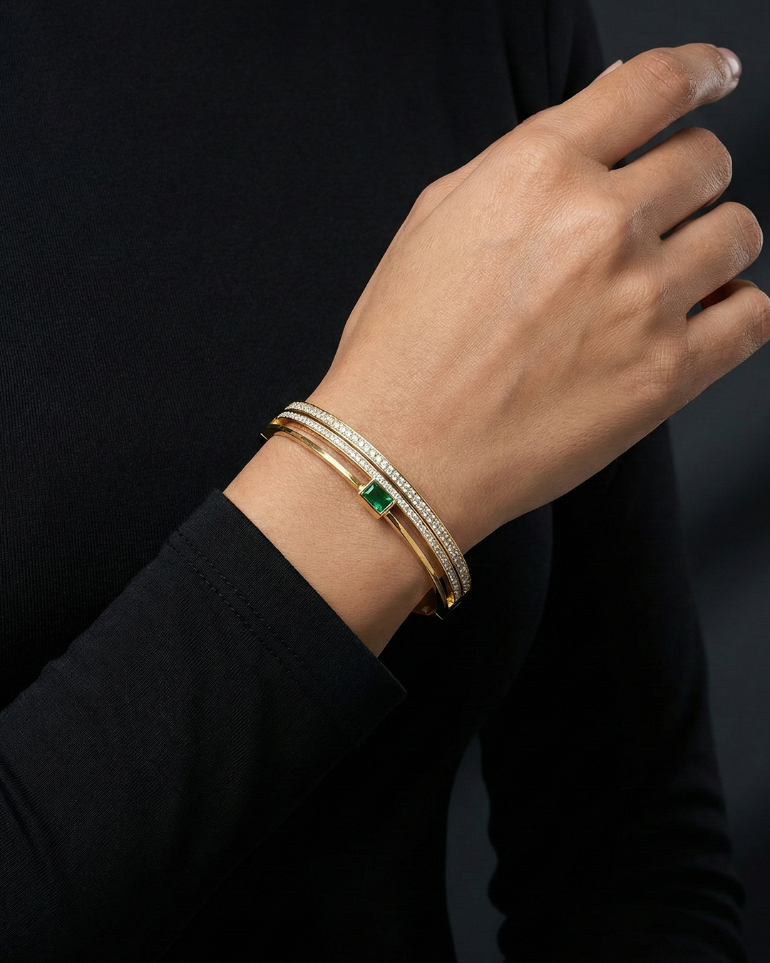 Green Emreld Bangle Bracelet