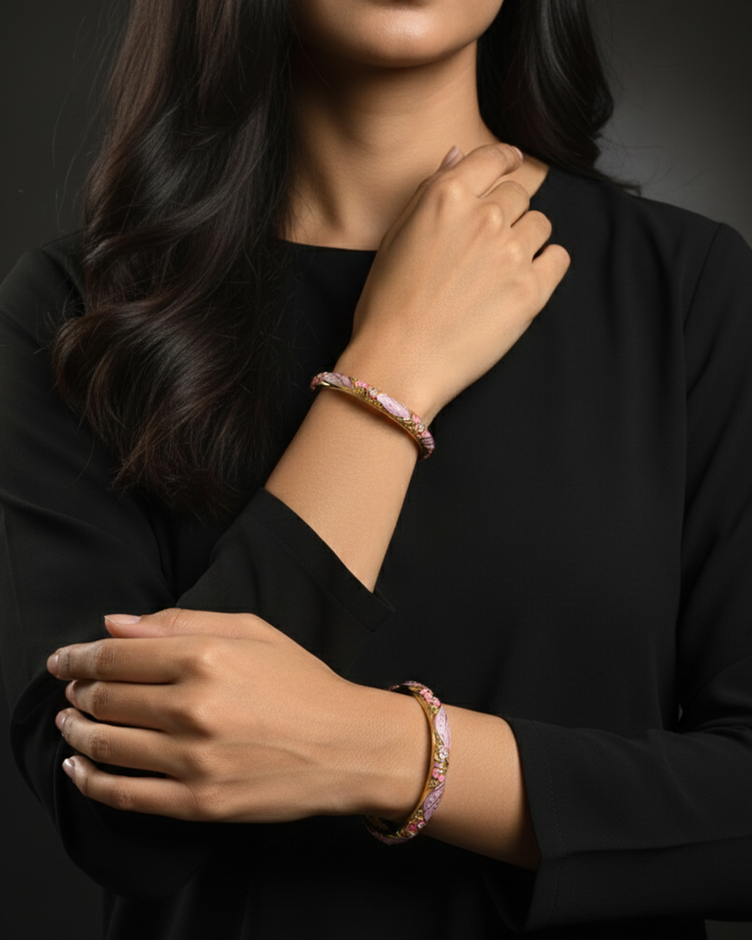 Purple and Pink Enamel Bracet Set of 2