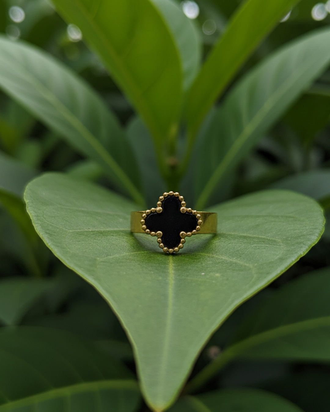 Clover Anti Tarnish Stainless Steel Ring