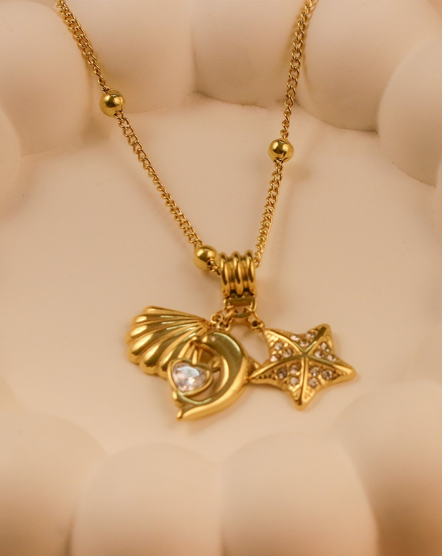 Dolphin Heart Charm Neckless
