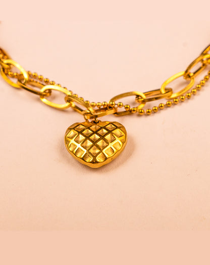 Golden Heart Charm Bracelet