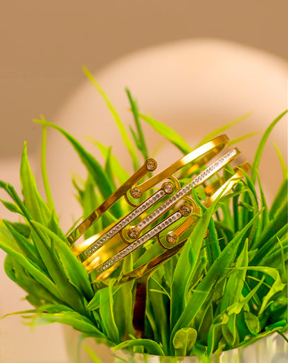 Brillora Stainless Steel Broad Bangle Bracelet