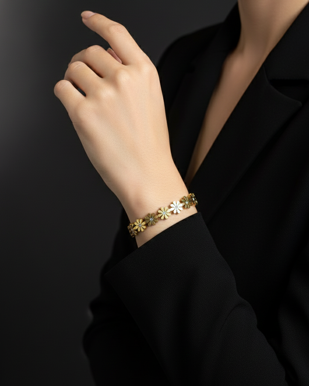 Classy Floral Anti Tarnish Stainless Steel Bracelet